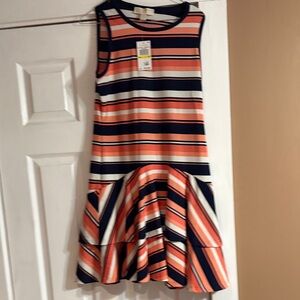 Michael Kors Kids Dress in Navy, Pink, and White Stripes